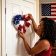 thumbnail image 2 of 11 Inch Patriotic Tinsel Wreath for Front Door, Red White and Blue Hanging Decorations for 4th of July, Memorial Day, and Independence Day, Glitter Wreath for Home (A), 2 of 5
