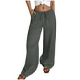 thumbnail image 2 of absuyy Women's Wide Leg Summer Pants Elastic High Waisted Boho Beach Pants Pleated Casual Trousers with Pockets Gray M, 2 of 8