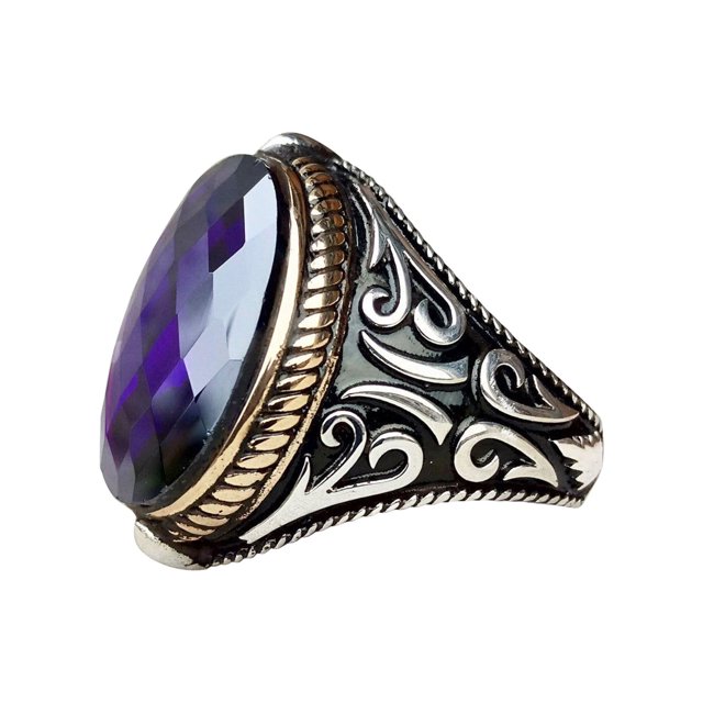 Moda Elegante Púrpura Piedra Anillo Joyería Anillo de compromiso para las mujeres y los hombres
