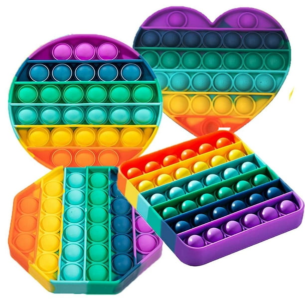 Rainbow Push Bubble Sensory Fidget Toys Porte Clés Autisme Besoins
