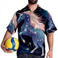 thumbnail image 4 of Starry Unicorn Men's Short Sleeve Beach Shirts Hawaiian Button Down Casual Summer Printed Unisex Top, 4 of 6