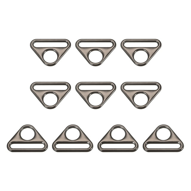 Unique Bargains 0.79' 20mm Adjuster Triangle with Bar Swivel Clip D Dee Ring Buckle, 10Pack Dark Grey