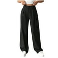 thumbnail image 3 of Bovxnpu Summer Womens Plus Size Pants, Women Casual Wide Leg Jeans, Solid Color Versatile Straight Tube High Waisted Commuting Suit Pants Wide Leg Pants M, 3 of 6