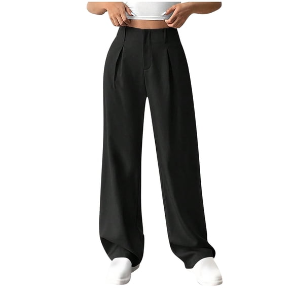 XPMWRP High Waisted Straight Leg Work Pants for Women Business Casual Outfits Office Dress Pants Trousers with Pockets Black XXL