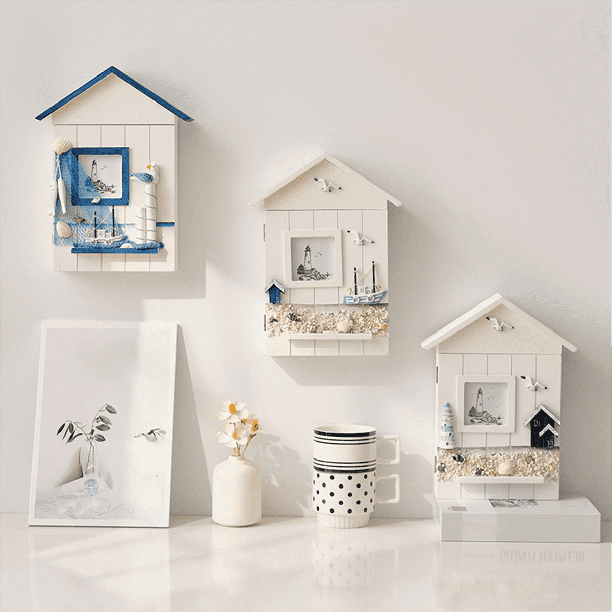 Lot De 2 Porte-clés Muraux En Forme De Nuage Blanc - Support Magnétique, Rangement Clés Pratique - 9