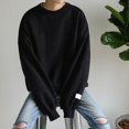 thumbnail image 4 of Men's Round Neck Pullover Sweater Autumn Pullover Top T-shirt Black XL, 4 of 14