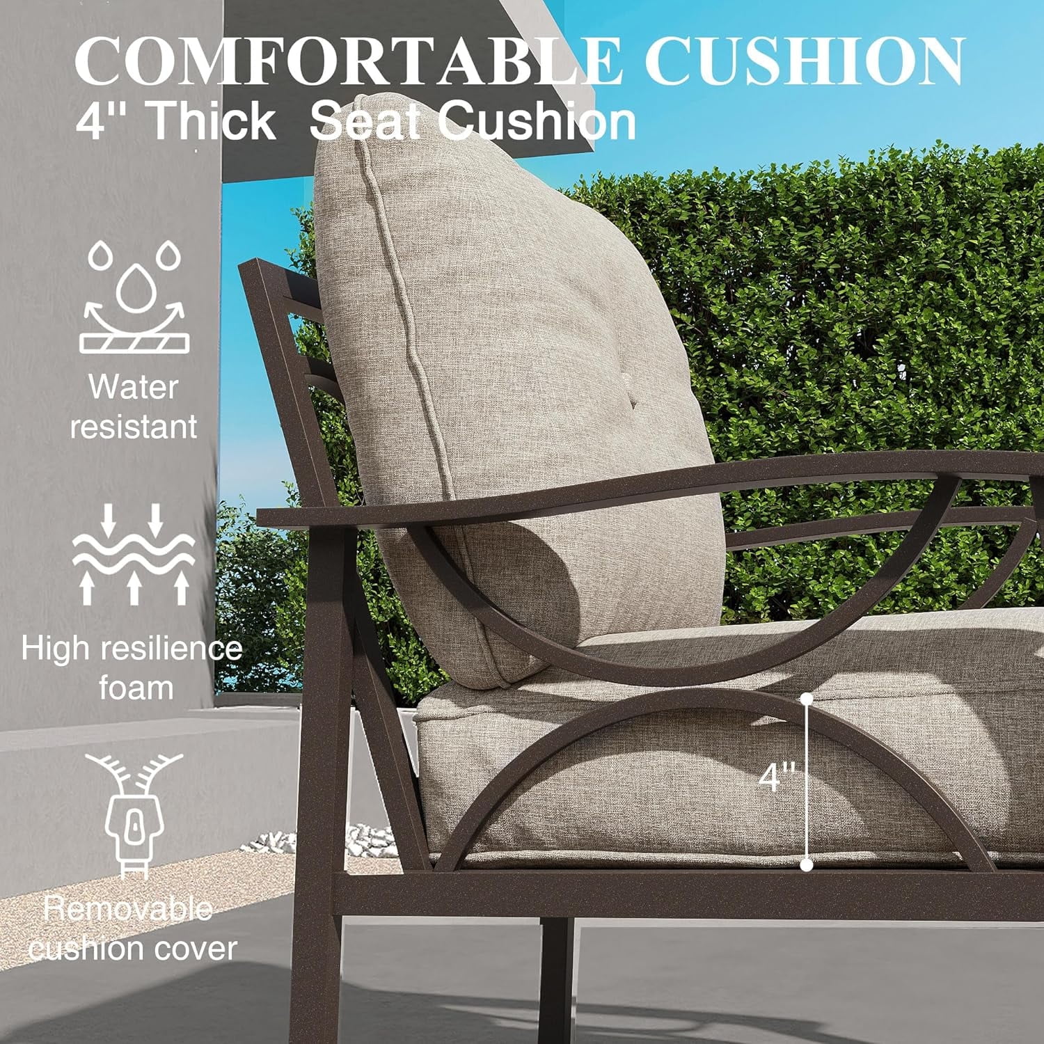 SUNVIVI Outdoor Patio Furniture Set, Patio Conversation Set with Coffee Table Side Table and Ottomans, Metal Furniture Set for Porch Backyard Garden