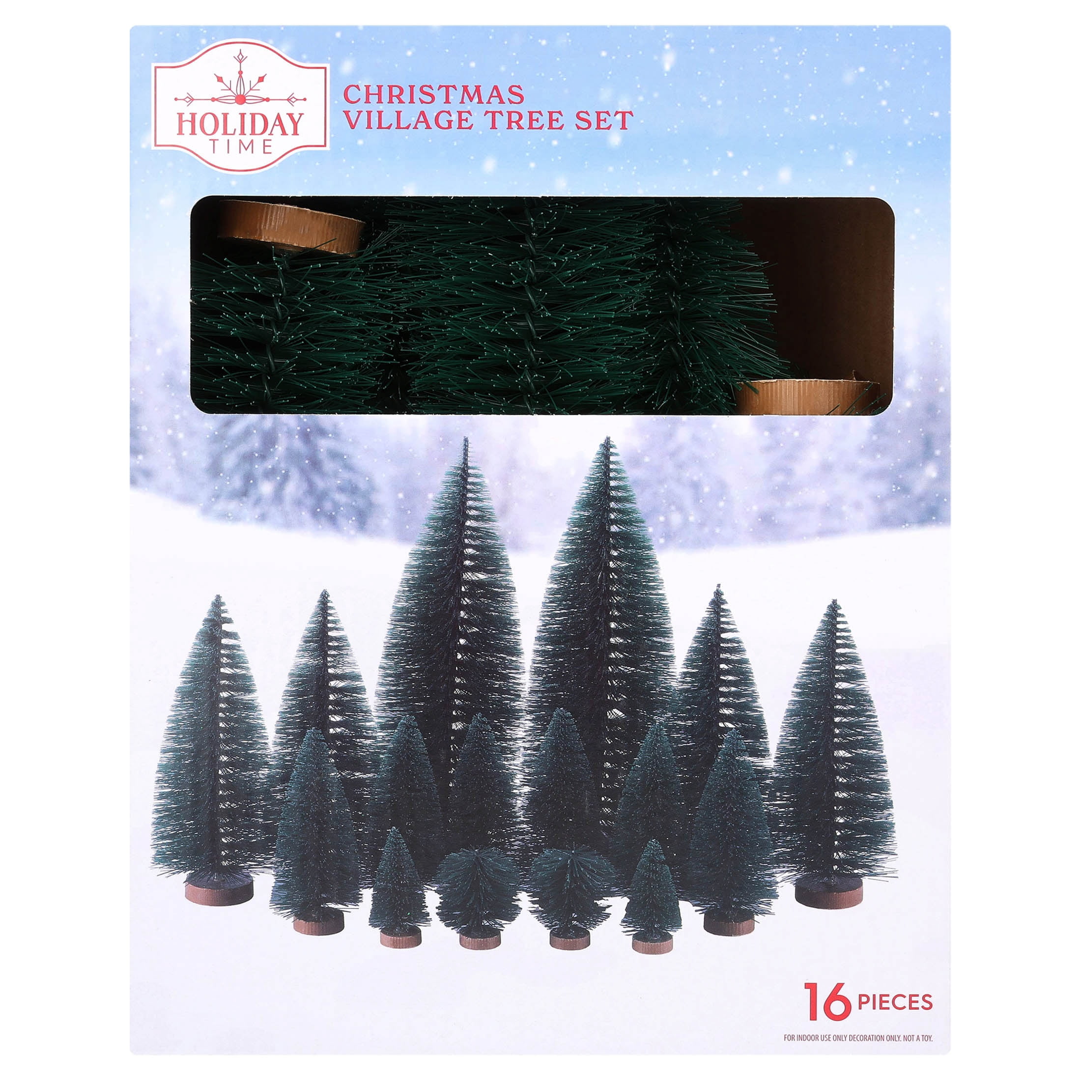 16-Piece Christmas Village Tree Set, Green, by Holiday Time