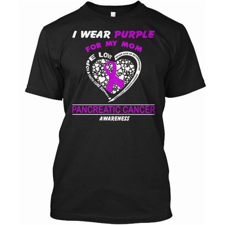I Wear Purple For My Mom Pancreatic Cancer Awareness T-Shirt Made in USA S-5XL
