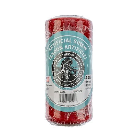 UPC: 0810103310193 | Gudebrod Sinew 4oz 450ft (150yd) Red 5ply 70lb Test Made in USA