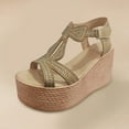 thumbnail image 2 of Mostsola Women's Platform Sandals Open Toe Rhinestone T-Strap Wedges Slingback Flatform Shoes, 2 of 3