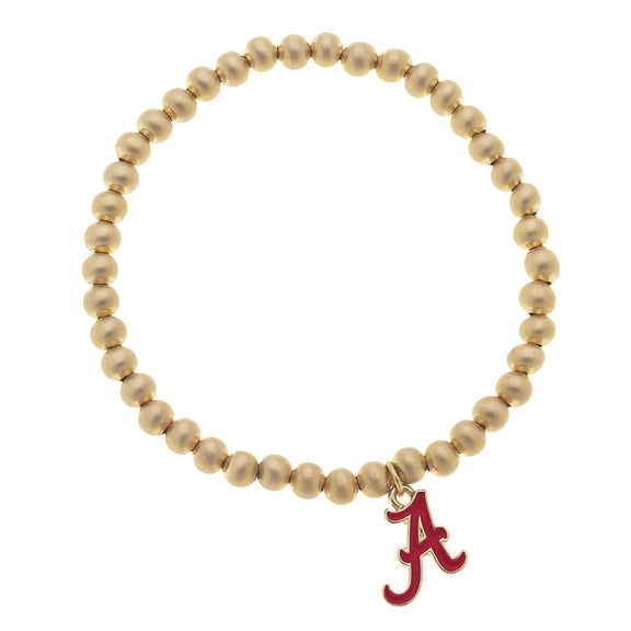Women' CANVAS Style Alabama Crimson Tide Enamel Logo Ball Bead Stretch Bracelet