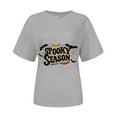 thumbnail image 4 of Hessimy women's Halloween Shirts Pumpkin T Shirt Short Sleeve Cute Graphic Tee Tops(Light Gray,XXXL), 4 of 6