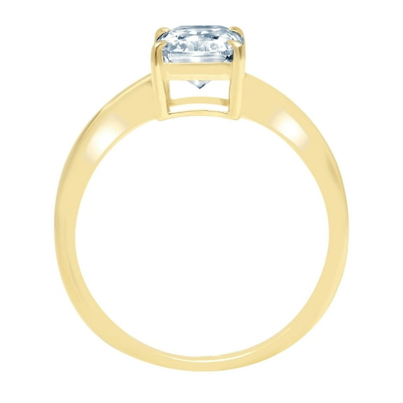 1.75 ct Radiant Cut Natural Aquamarine Solitaire Engagement Ring for Women in 18K Yellow Gold