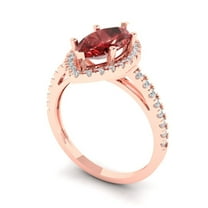 2.38ct marquise cut red natural garnet 18k rose gold halo Bridal Wedding Engagement Promise Anniversary Ring for Women size 10.5