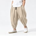 thumbnail image 2 of OSOLU Boys Harem Pants Casual Drawstring Solid Color Pleated Summer Lightweight Tapered Ankle-Tied Pants For Kids 2-14Y Trendy Trousers, 2 of 5