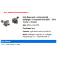 thumbnail image 2 of High Beam and Low Beam Bulb - Headlight - Compatible with 2007 - 2014 Toyota FJ Cruiser 2008 2009 2010 2011 2012 2013, 2 of 2