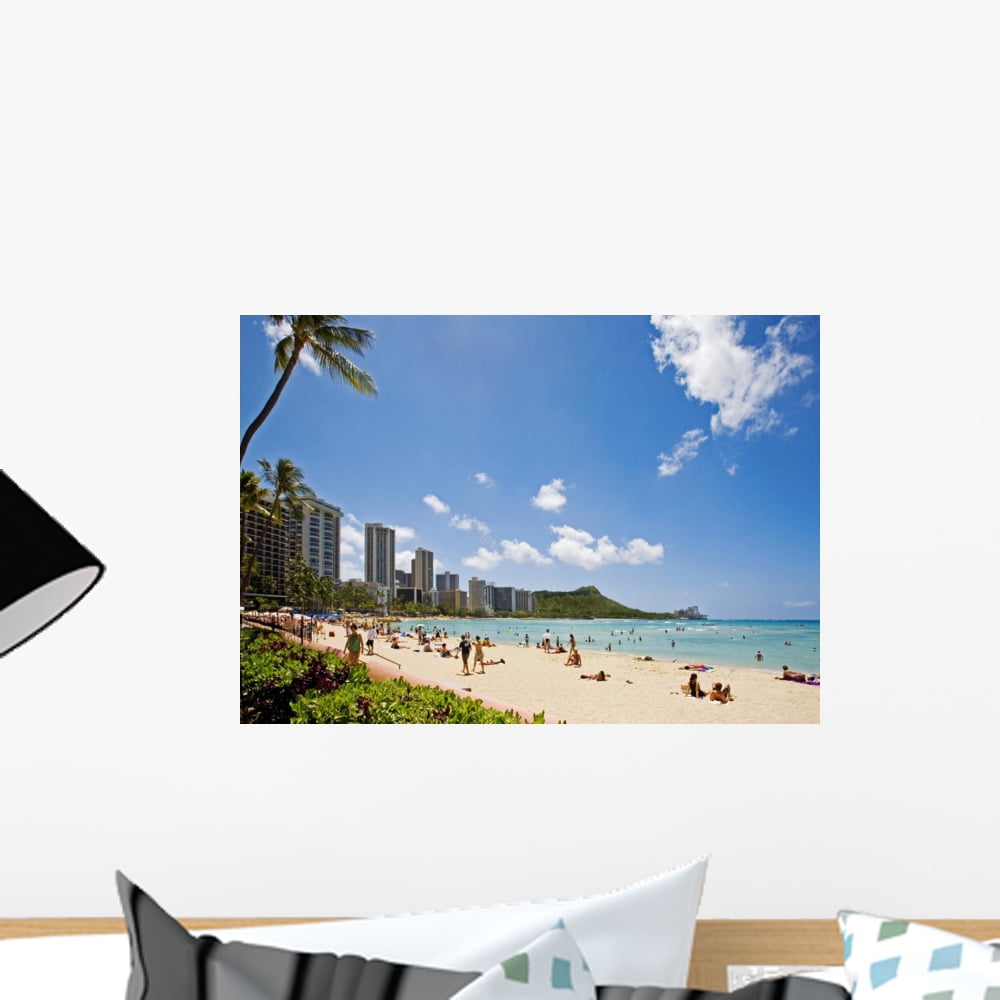 Waikiki Beach Oahu Hawaii Wall Mural by Wallmonkeys Peel and Stick
