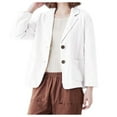 thumbnail image 2 of Gyexs Blazers for Women Business Casual Work Long Sleeve Loose Fit 2 Buttons Solid Color Lightweight Blazer Jackets, White, Size XL, 2 of 4