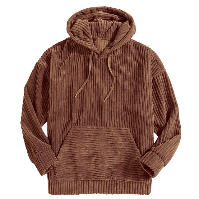 MSJUHEG Mens Hoodies Hoodies Hoodie Round Neckline Long Sleeve Pullover Corduroy Patchwork Blouse Long Sleeve Hooded Tops Drawstring Hoodies Hoodies For Men Hoodies For Guys Brown S