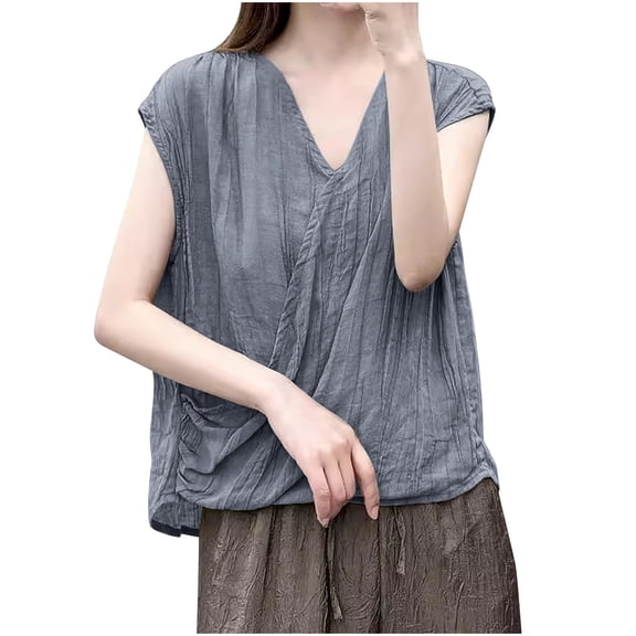 Levmjia Womens Tank Tops Summer Sleeveless Casual Cotton Blend V Neck Cami Shirts for Women Fashion Slim Fit Basic Tees Comfortable Breathable