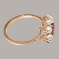 thumbnail image 4 of LBG British Made 9k Rose Gold Natural Ruby & Cultured Pearl Womens Cluster Ring - 33 size options - Size 11.25, 4 of 6
