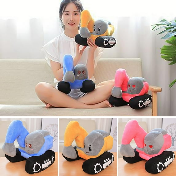 Skindy Excavator Plush Toy Soft PP Cotton Fully Filled Cute Vehicle Plushie Companion Soothing Toy Stuffed Truck Throw Pillow Boy Plush Doll Toy Birthday Gift