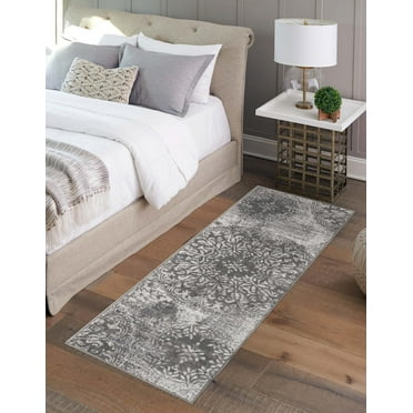 Rugs.com Monte Carlo Collection Rug – 2' x 9' 10 Runner Gray Medium Rug Perfect For Living Rooms, Large Dining Rooms, Open Floorplans
