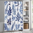 thumbnail image 3 of Blue Leaves Fabric Shower Curtain Spring Art Washable Shower Curtains for Bathroom, Waterproof Bath Curtain with Hooks Home Decor 72x72in, 3 of 8