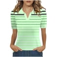 thumbnail image 3 of Fengqque Womens Tops Summer Polo Shirts Short Sleeve T Shirts Vacation Striped Print Basic Tee Green-B XXL(XXL), 3 of 5