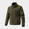 thumbnail image 2 of Mens Plain Fleece Jacket Full Zip-Up Pocket Work Outdoor Warm Stand Collar Coat, 2 of 8