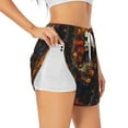 thumbnail image 3 of Lsque Vintage Floral Skull Printed Women's Running Shorts with Liner Pockets,Elastic Quick Dry Workout Athletic Gym Yoga Shorts,Womens High Waist Shorts-Small, 3 of 9
