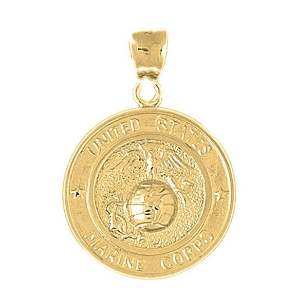 10K Yellow Gold United States Marine Corps Pendant - 38 mm