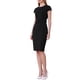 thumbnail image 4 of Vestido lápiz de longitud a la rodilla para mujer Inspire Chic, con mangas cortas, cinturón, ideal para el trabajo, color negro, 4 of 5