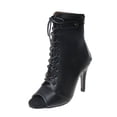 thumbnail image 2 of NECHOLOGY Botas Mujer Adulto Femenino Zapatos Botines para mujer Sandalias Baotou de tacón Nuevo con cordones Ahueca hacia fuera Tacón Comercio exterior Botas de cuero sexy Botas geniales (Black, 9), 2 of 5