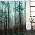 thumbnail image 2 of Teal Forest Shower Curtain, Waterproof Shower Curtains for Bathroom, Vintage Foggy Woods Tree Washable Fabric Bathtub Curtain Set Bath Decor with 12 Hooks Long 72"x84", 2 of 8