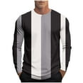 thumbnail image 2 of Nmnitkp Long Sleeve Shirts for Men Striped Long Sleeved T-Shirt for Men Spring Casual T-Shirt for Men Retro Autumn Pullover Stripe Tee Shirt Black,2XL, 2 of 5