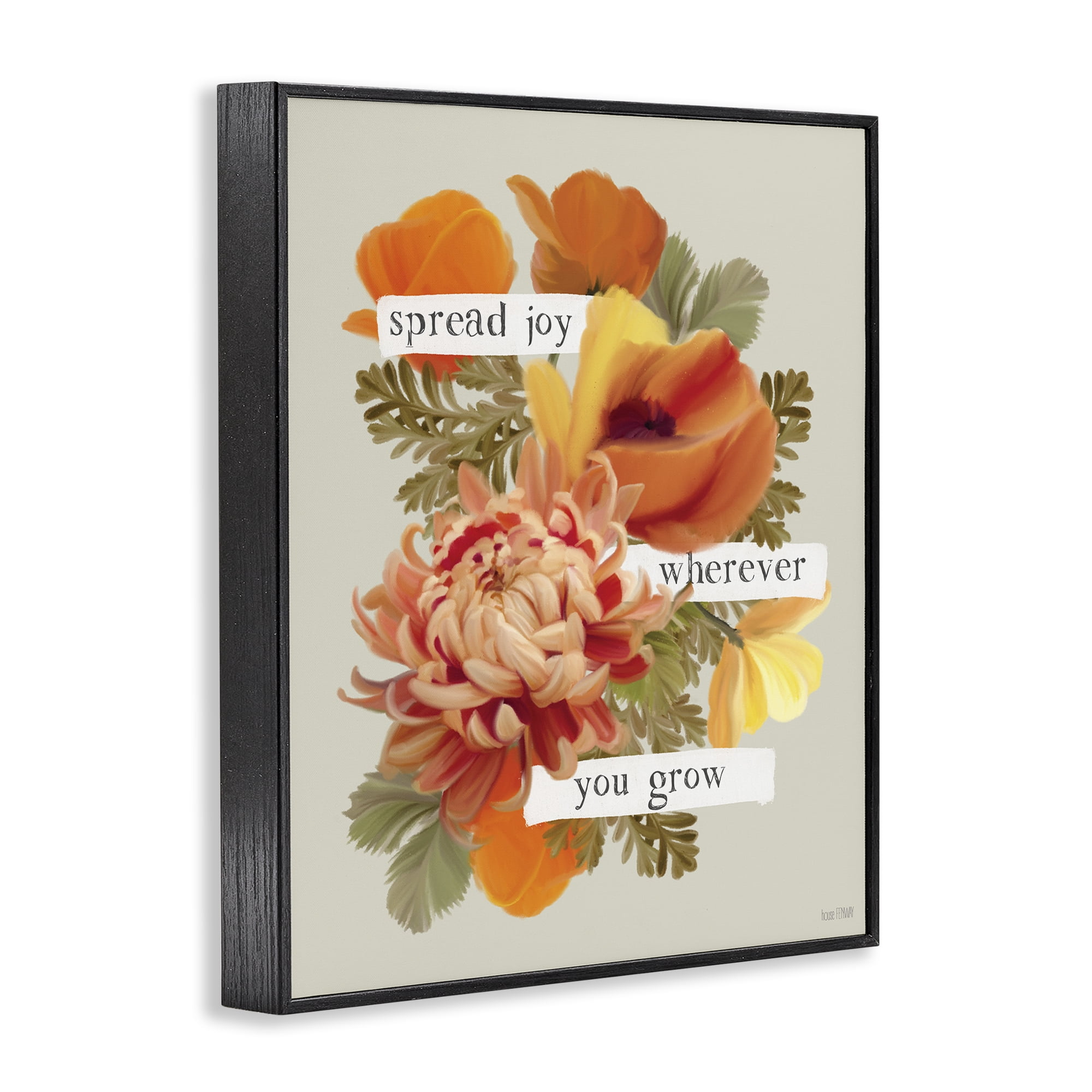 Stupell Industries Spread Joy Flowers Botanical & Floral Painting Black Framed Art Print Wall Art, 24 x 30