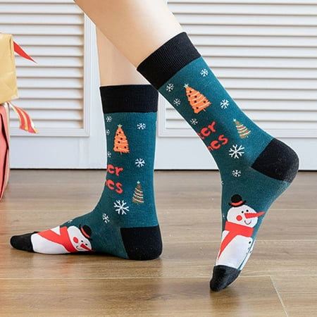 

2 pairs Christmas Women Fashion Mid - Tube Christmas Print Socks Color random