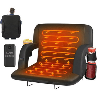 Dual-Sided Heated Stadium Seats for Bleachers with Back Support, 20000mAh Power Bank Included Stadium Chair, 3 Levels Heating Stadium Seating for Bleachers Seat with Backrest