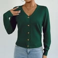 thumbnail image 6 of Button Sweaters for Women Winter Knit Open Front Crop Cardigan Sweaters Solid Long Sleeve V-Neck Pullover Shirts Tunic Tops, 6 of 8