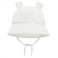 thumbnail image 1 of Gorro de lavabo de algodón puro para bebé, gorro de pescador con orejas de conejo para bebé europeo y americano, gorro de sombrilla de color sólido de 3 a 12 meses, 1 of 6