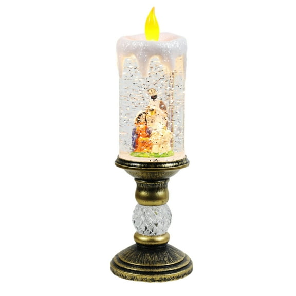 Imports 13.75" Lighted Tree Water Lantern Acrylic Snow Globe - Swirling Glitter Battery Operated