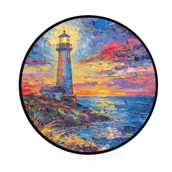 BZSMCE Round Decorative Floor Mat Guiding Light Pattern 36.2IN