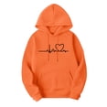 thumbnail image 4 of CQONEPT Womens Fleece Lined Hooded Swetashirts Print Long Sleeve Pullovers Tops Casual Fall Winter Clothes with Pockets Orange XL, 4 of 7