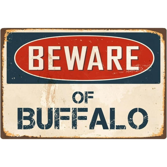 Beware Of Buffalo 8” x 12” Vintage Aluminum Retro Metal Sign VS081