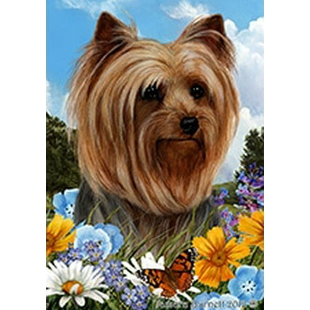 - Yorkie Show Cut - Best of Breed Summer Flowers Garden Flags