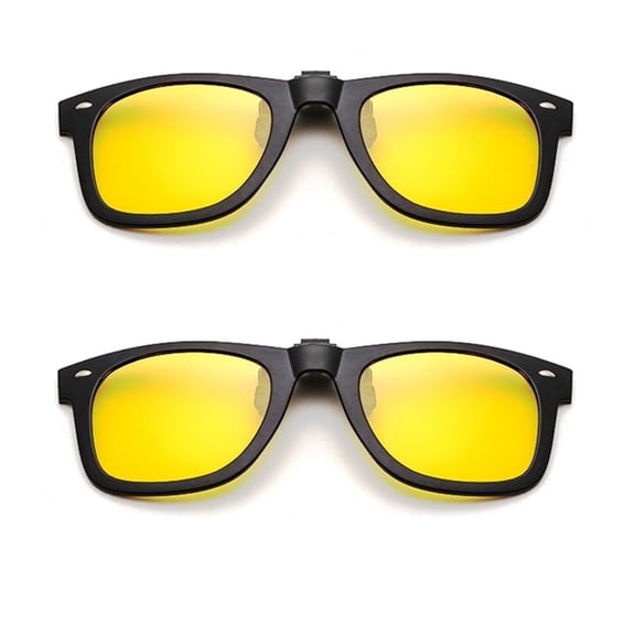 TOP-MAX Polarized Sunglasses, UV400 Sport Sunglasses, Polarized Lens and Silicone Mirror Clip (2pcs, Night Vision Yellow)