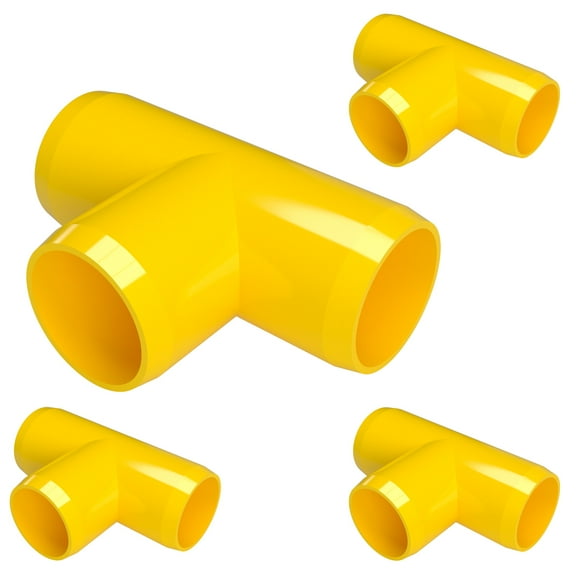 FORMUFIT PVC Fitting, Standard Tee , Furniture Grade, 1-1/4" Size, Yellow, 4-Pack (F114TEE-YE-4)