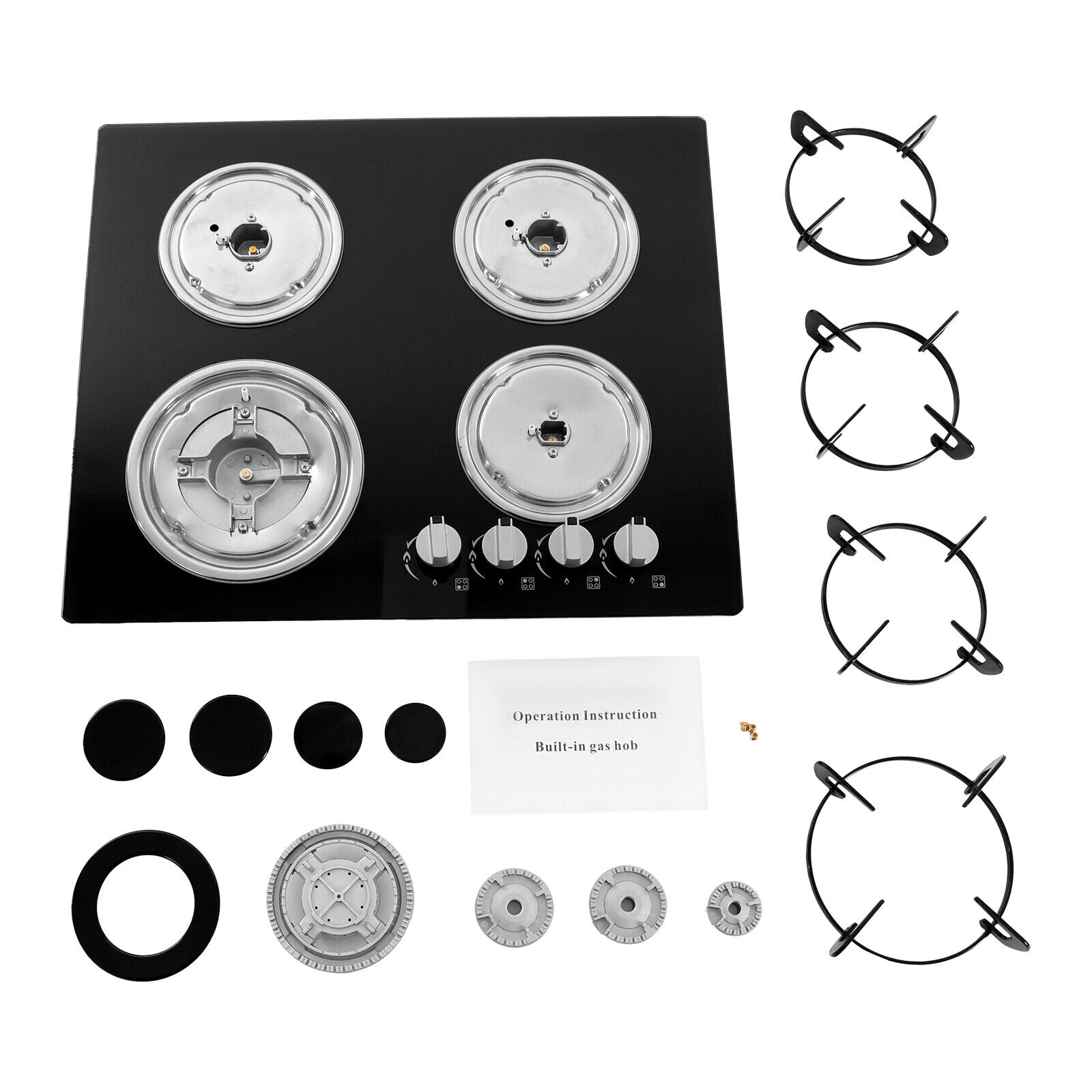 Built-in 4 Burner Gas Stove Gas Cooktop 23.2 inch Gas Stove Top Aluminum Alloy